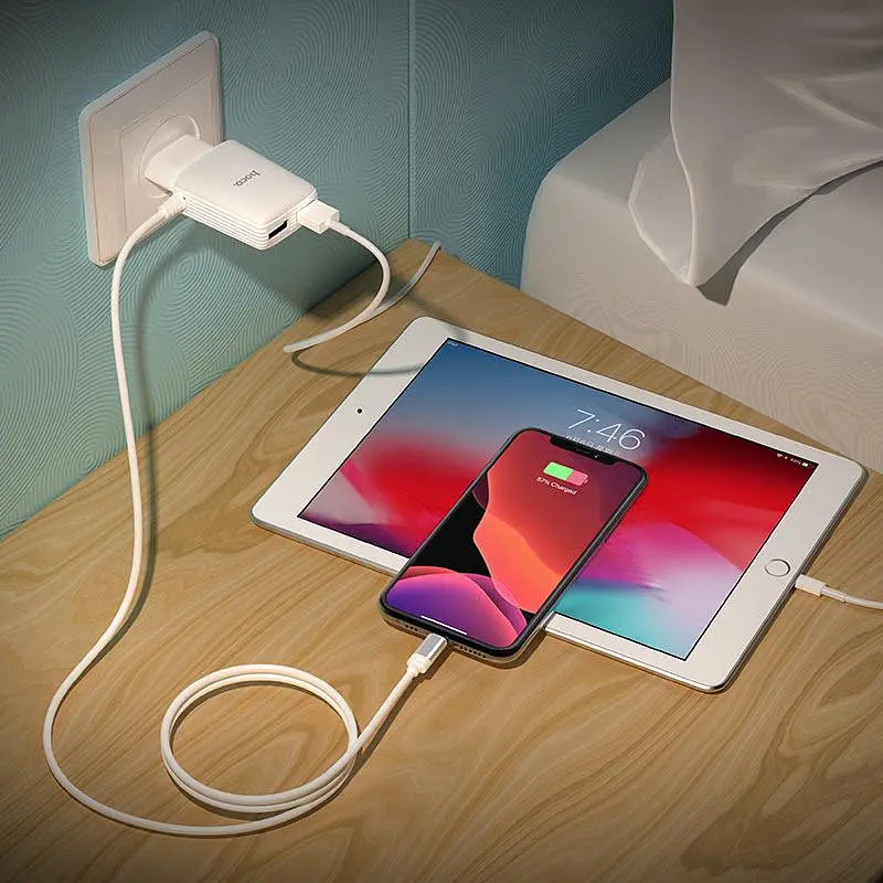 Адаптер зарядний HOCO Lightning cable Real power C82A білий - фото 2