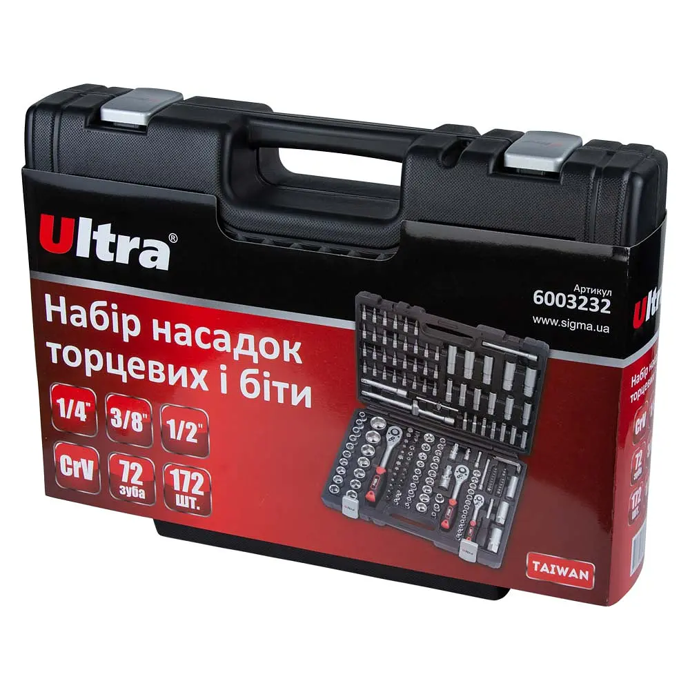 Набір насадок торцевих і біт Ultra 1/4", 3/8", 1/2" 172 шт CrV Taiwan (6003232) - фото 6