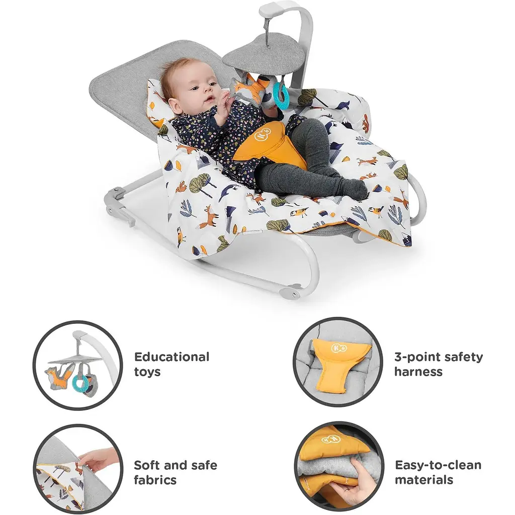 Шезлонг-качалка Kinderkraft Felio 2 Forest Yellow серый с желтым KBFELI20YEL0000 (00-00305173) - фото 7