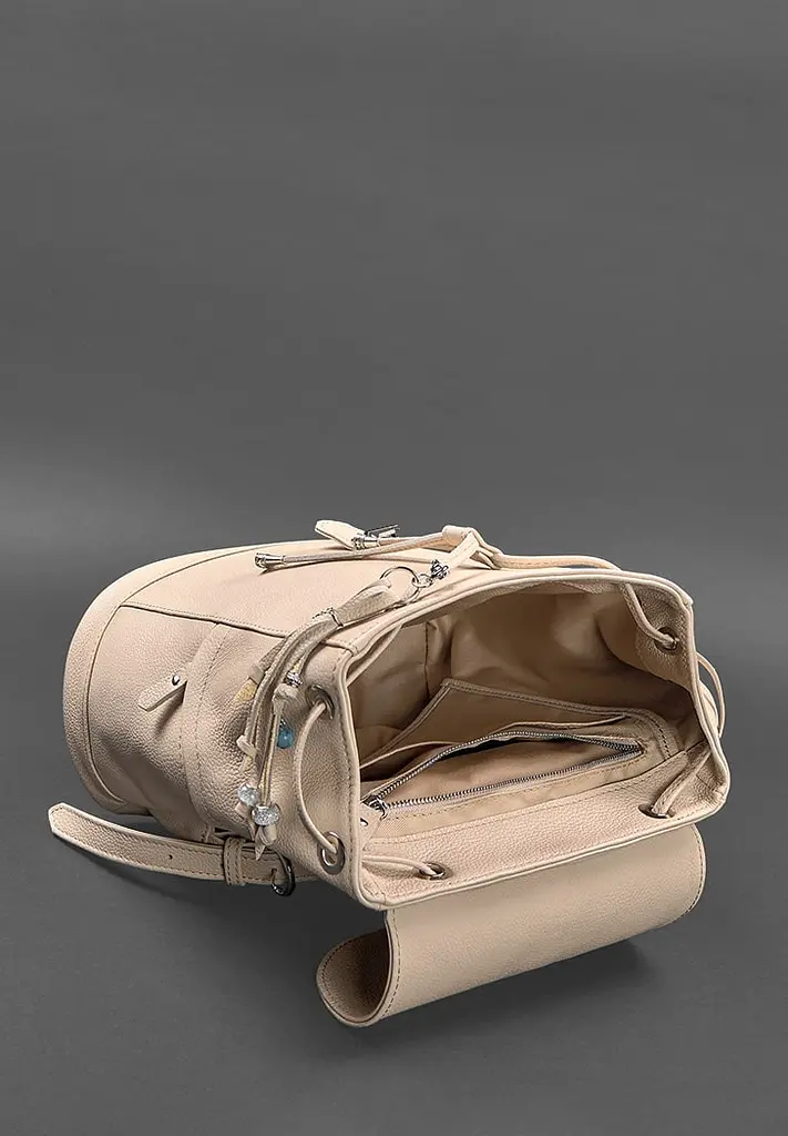 Кожаный женский рюкзак Олсен светло-бежевый - фото 6