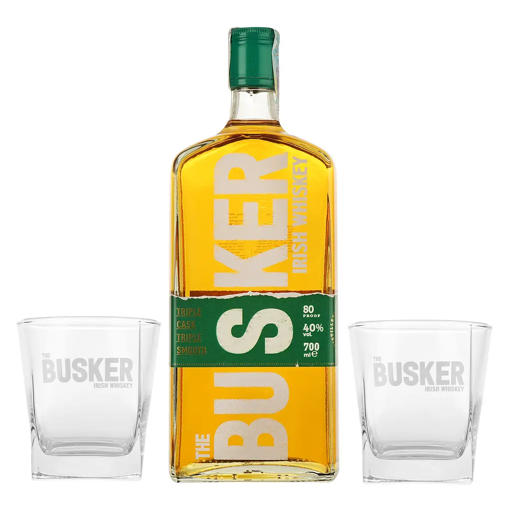 Виски The Busker Triple Cask Triple Smooth Blended Irish Whiskey 40% 0.7 л, в подарочной упаковке + 2 стакана - фото 3