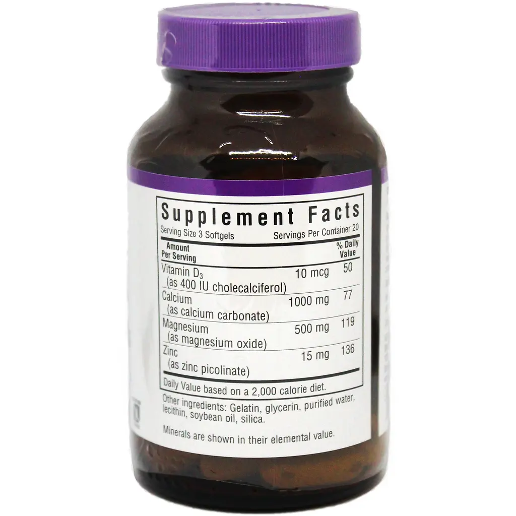 Кальцій, магній, цинк Bluebonnet Nutrition 60 желатинових капсул - фото 2