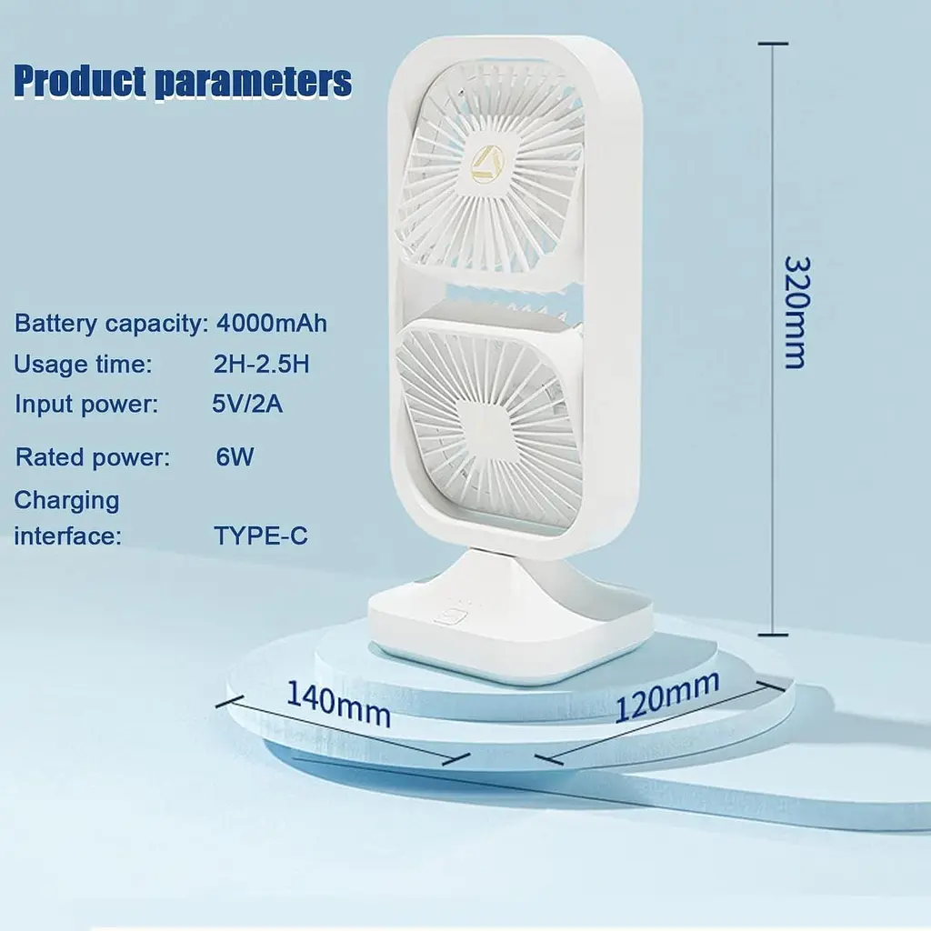 Портативний настільний безшумний вентилятор TONIFAY Tower Oscillating 3 швидкості, обертанням на 180° - фото 4