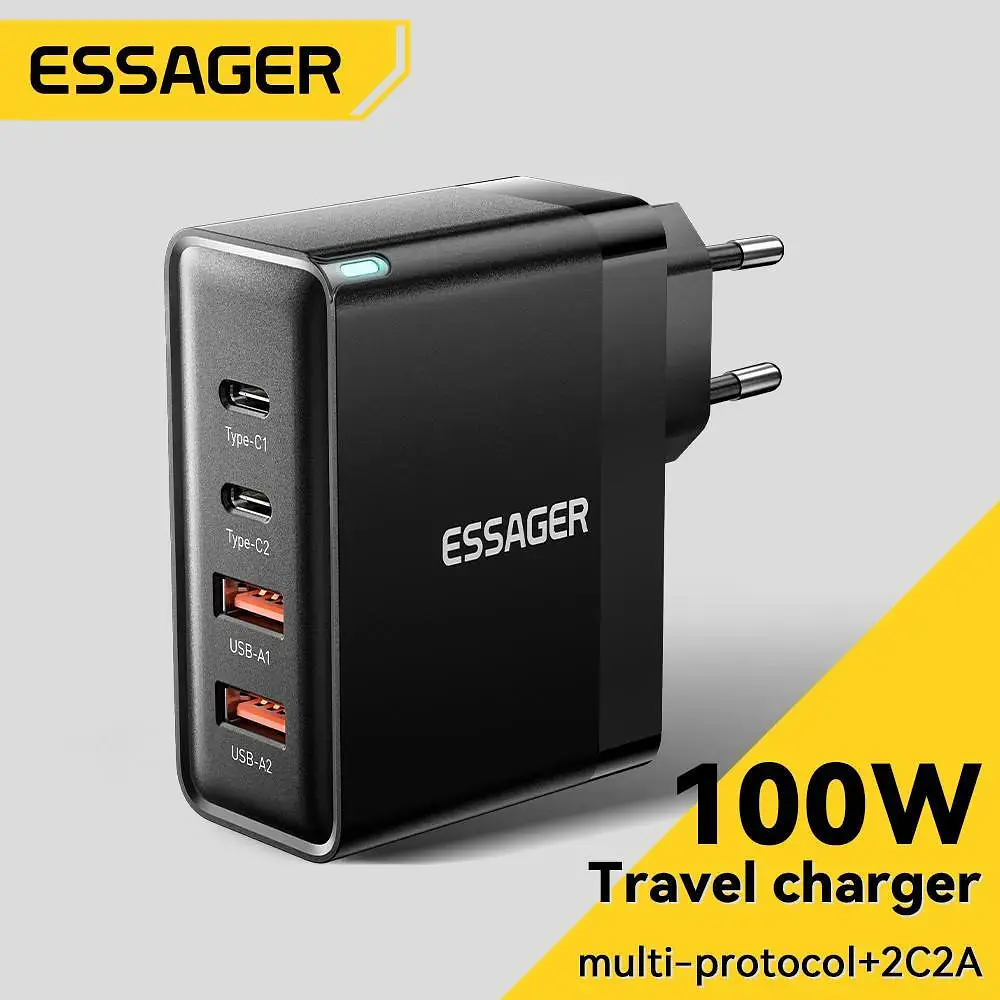 Зарядное устройство Essager GaN2 Pro мощный QC PD 100W 20V 5A - фото 2