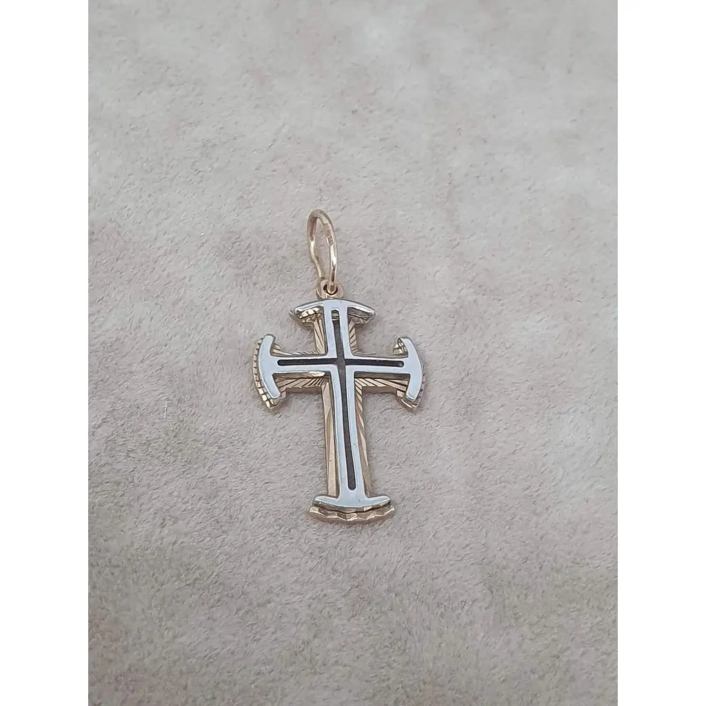 Золотий хрестик Харківська ювелірна фабрика з алмазною гранню. 11563-АЛМ - фото 2