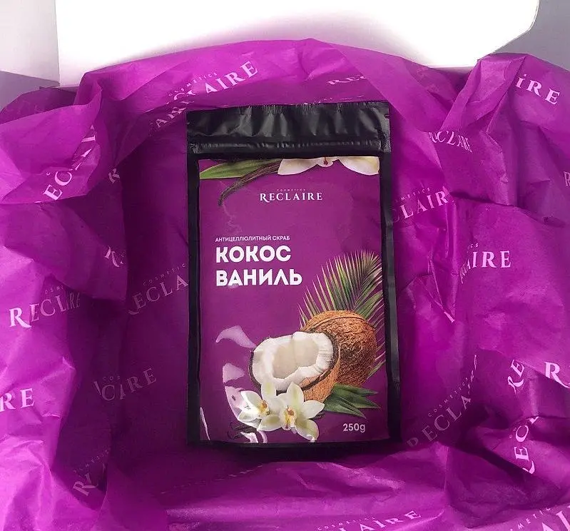 Скраб антицеллюлитный Кокос-Ваниль Reclaire 250 мл - фото 3
