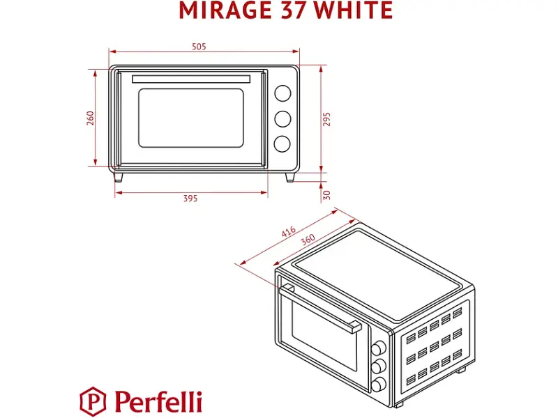 Духовка настільна Perfelli MIRAGE 37 WHITE - фото 8