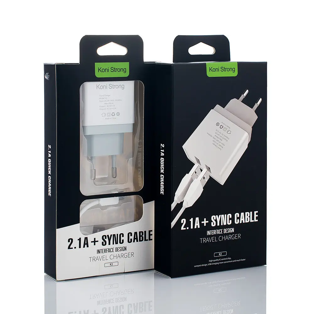 Адаптер сетевой micro cable KONI STRONG K2 2USB 2.1 A набор с кабелем микросб черный - фото 4