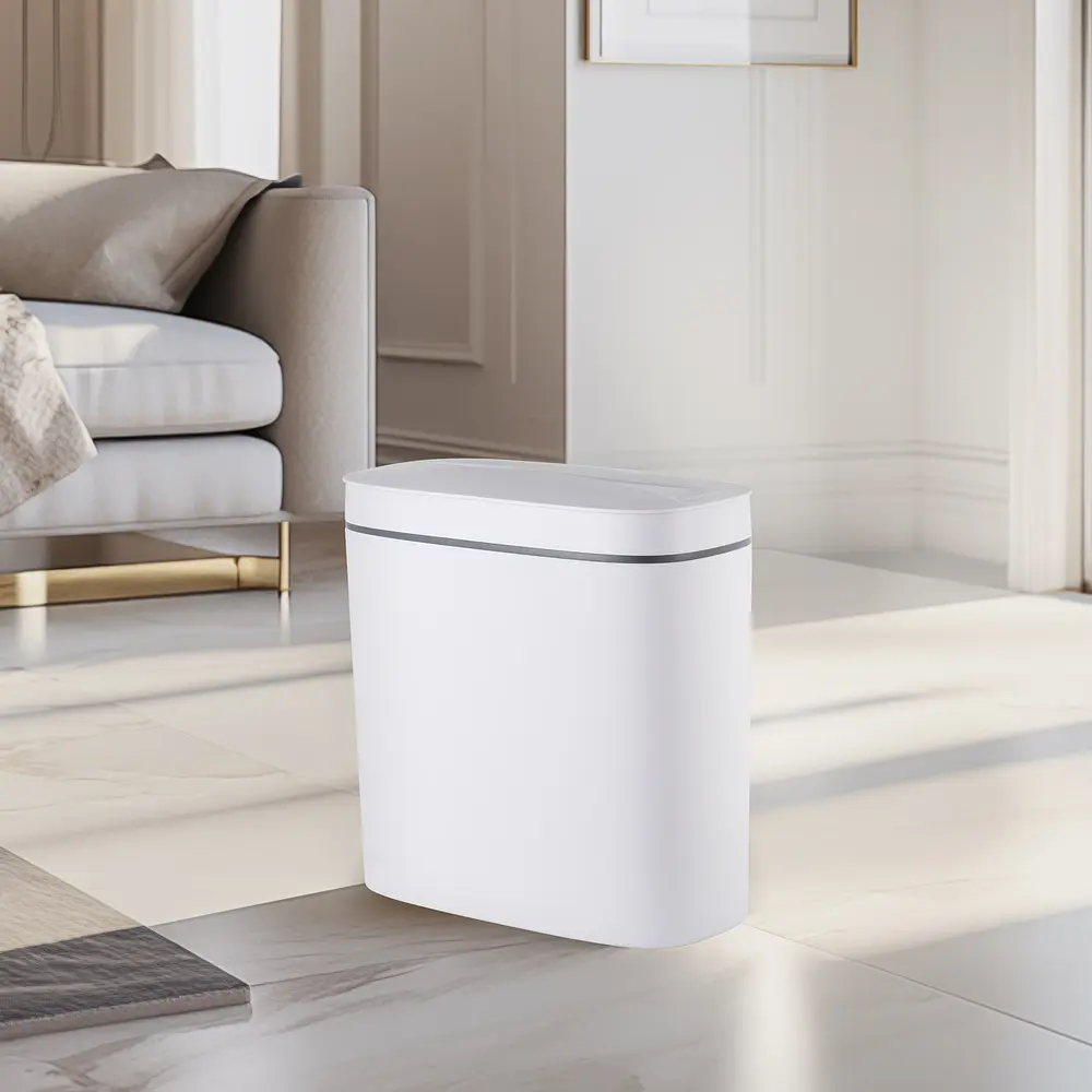 Відро для сміття сенсорне овальне Mixxus Flat-TC0109 9 л white MI7074, Білий матовий - фото 4