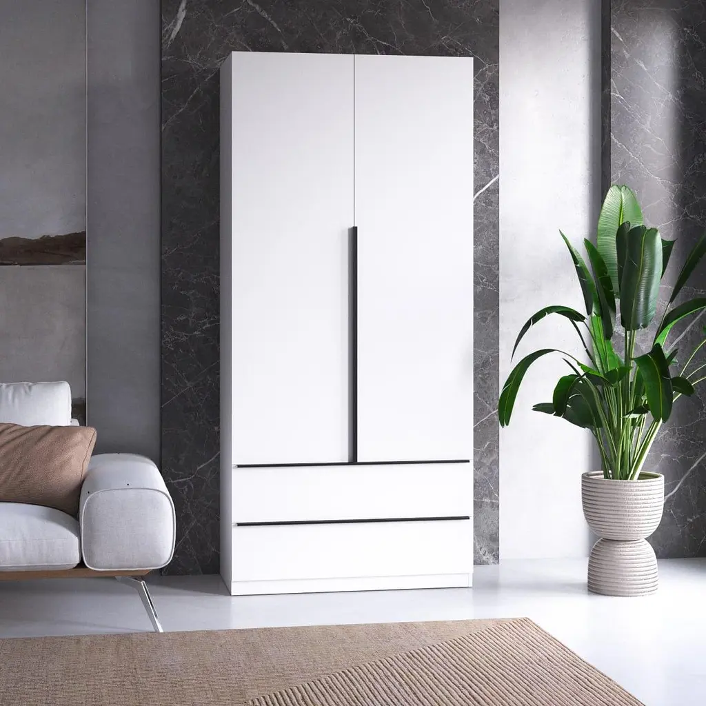 Шафа для одягу Vays M-30, 2 шухляди, з штангою та полицями, ЛДСП, 100×50×220 см – для спальні, вітальні, передпокою - фото 3