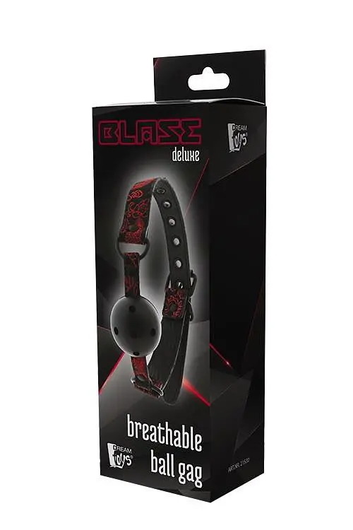 Кляп Dreamtoys Blaze Deluxe Breathable Ball Gag 4.7 см черный с красным - фото 2