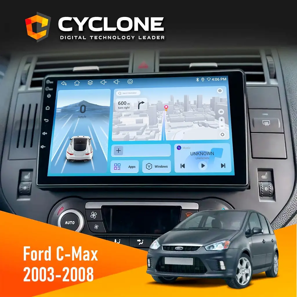 Штатна магнітола Ford C-Max 2003-2008 Cyclone C9-012 4x64, DSP, 4G Cyclone (НФ-00007851)