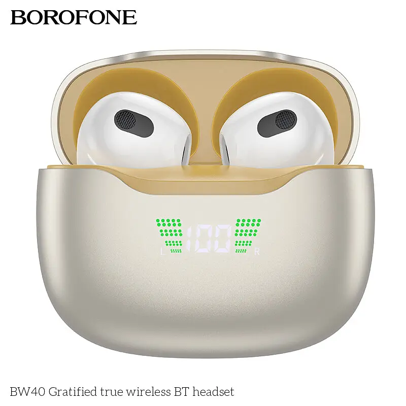 Наушники Borofone BW40 Gratified true wireless BT headset Champagne Gold - фото 5