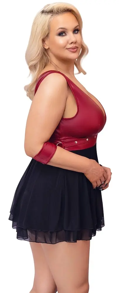 Сорочка Cottelli Collection Bondage Plus Babydoll 4XL чорний з червоним - фото 6
