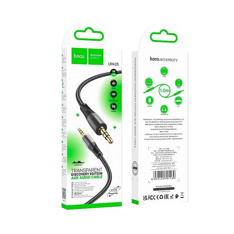 Кабель Hoco Transparent Discovery Edition AUX audio cable UPA25 1 м - фото 2
