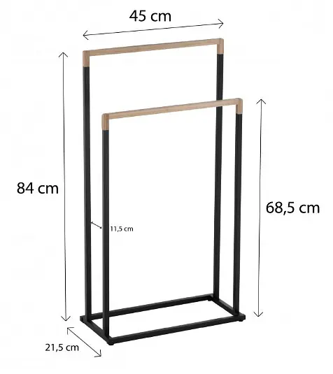 Вешалка для полотенец Yoka Zola black bamboo P.ZOLA-2-BLK, Черный матовый - фото 5