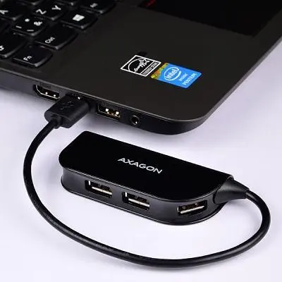 Концентратор Axagon USB 2.0 to 4xUSB 2.0 0.2m black (HUE-X4B) - фото 4