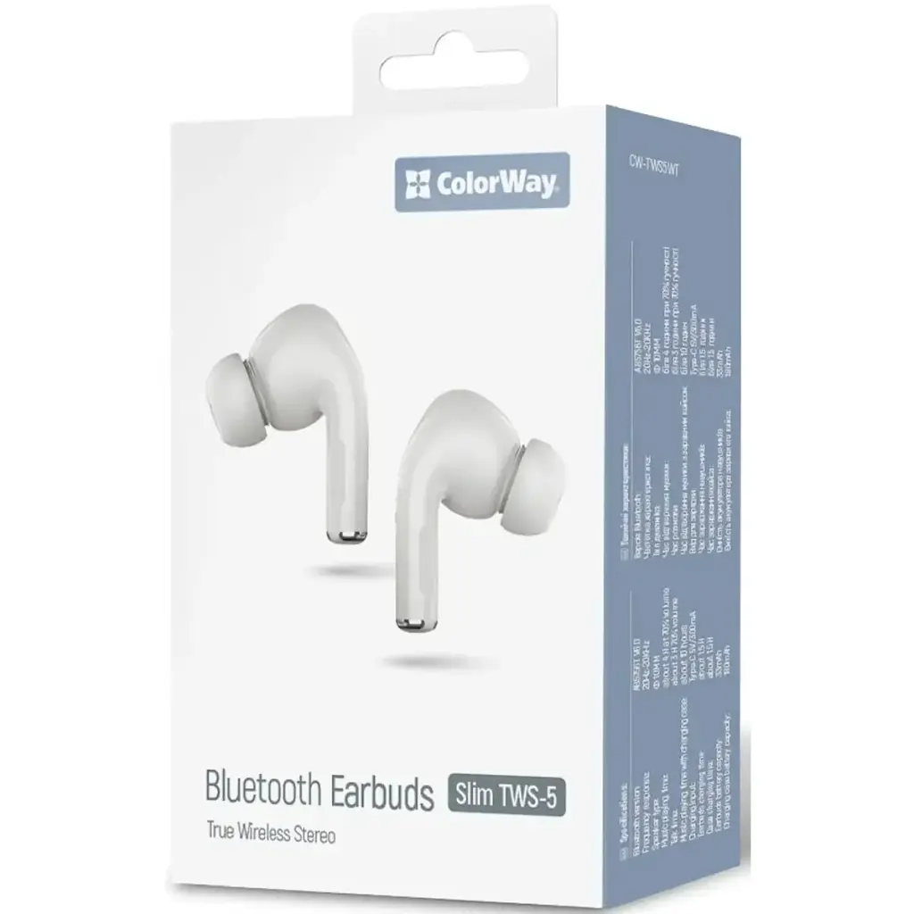 Навушники бездротові СolorWay Slim TWS-5 Earbuds White (CW-TWS5WT) - фото 6
