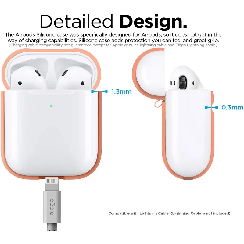 Чохол Elago A2 Silicone Case Peach для Airpods with Wireless Charging Case кораловий (EAP2SC-PE) - фото 4