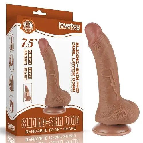 Фалоімітатор - Sliding-Skin Dual Layer Dong 7.5" Brown #1