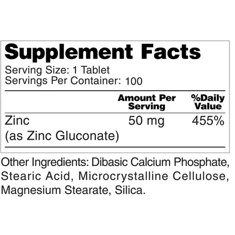Цинк глюконат Earths Creation Zinc Gluconate 50 mg 100 таб (1091-817 535) - фото 2