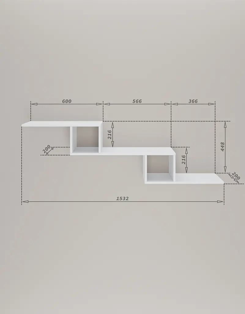 Полиця-конструктор MebelStar 153,2x20x44,8 см Бетон (MBS-1798) - фото 5