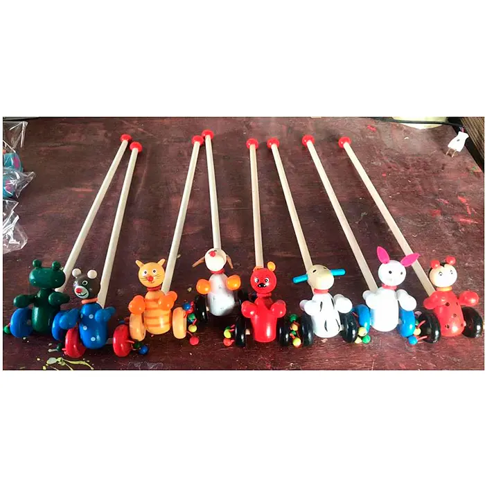 Деревяна іграшка Каталка на палці, 49 см, тварина 10 см, 8 видів - фото 3