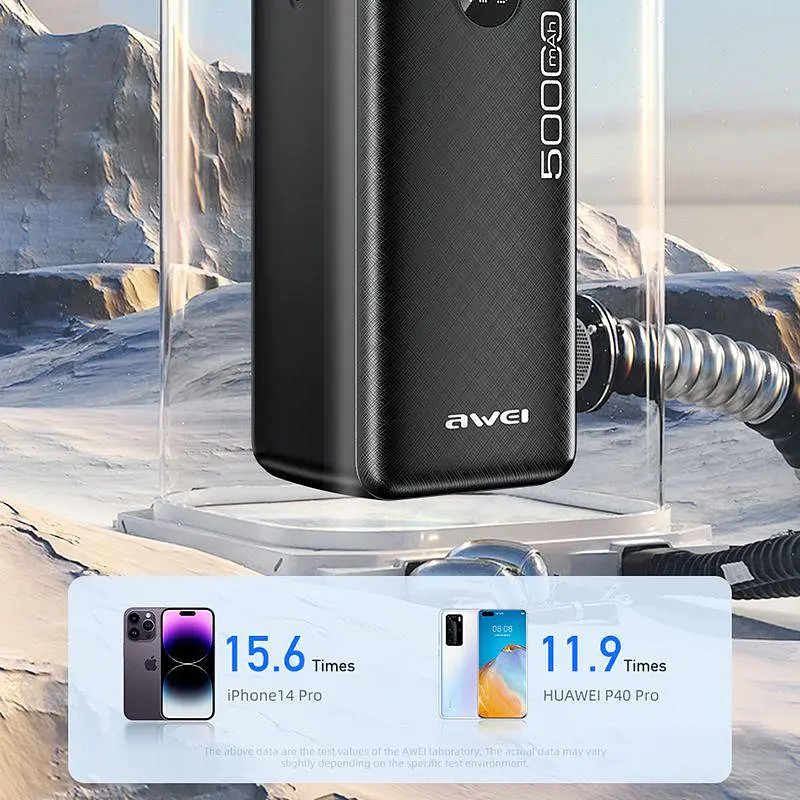 Зовнішній акумулятор Awei P36K 50000 mAh чорний - фото 4