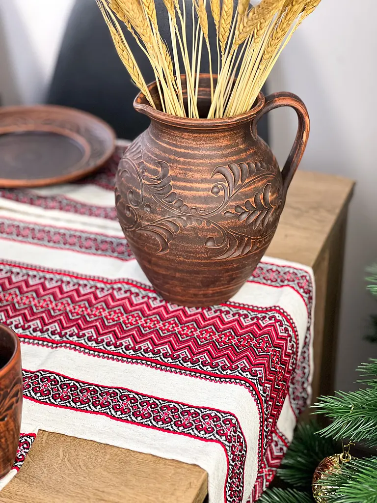 Лляна доріжка з українським орнаментом Рандеву 140х30 см Червоний - фото 2