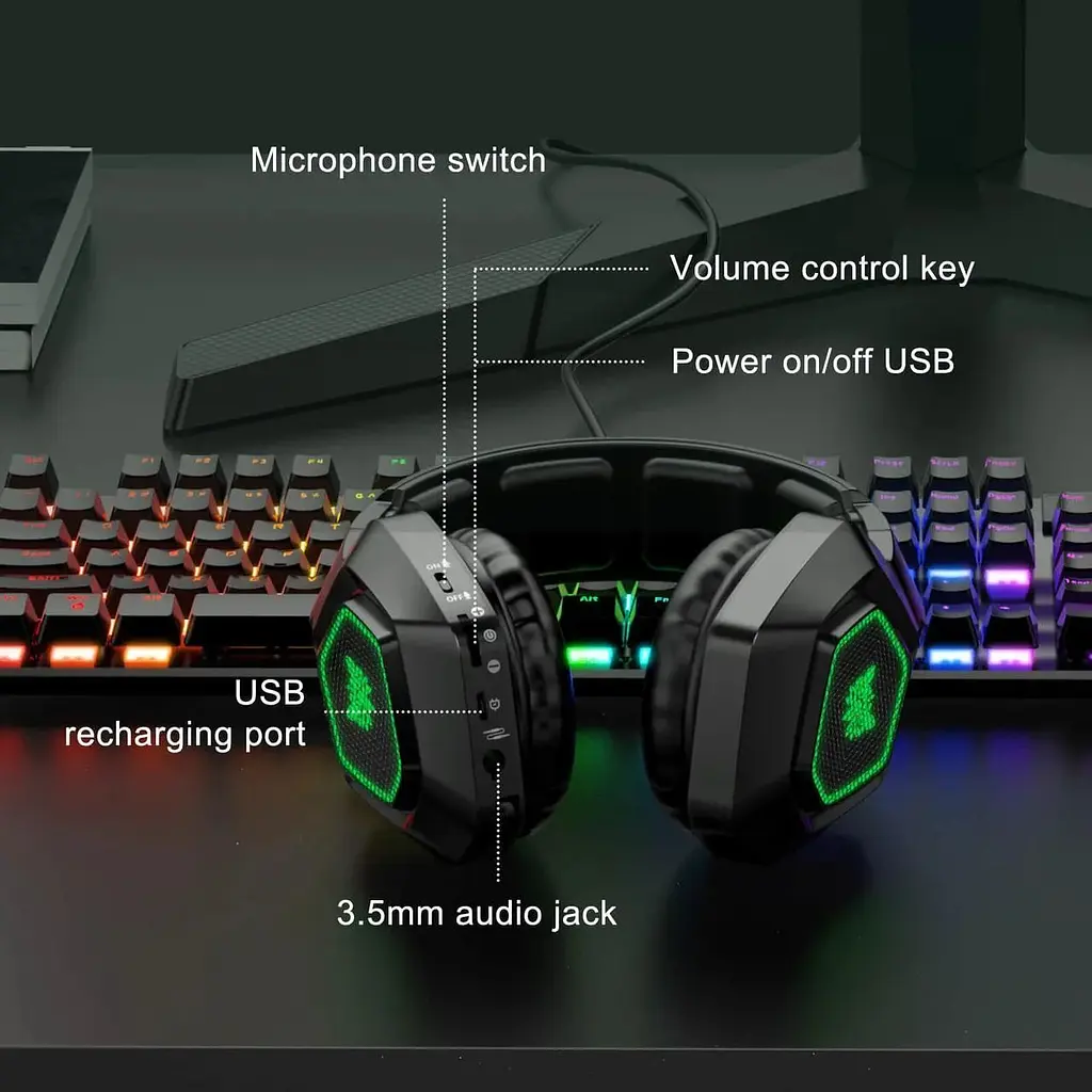 Навушники 2 в 1 комбо Onikuma K10 Gaming with LED 2.4Ghz та 3.5mm - фото 4