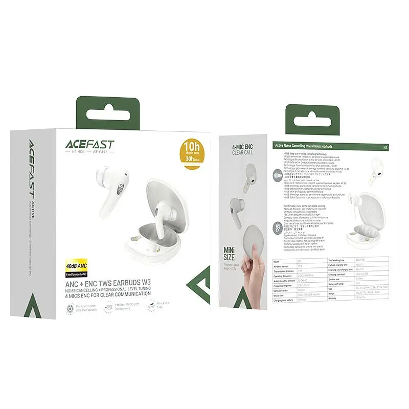 Навушники Acefast бездротові W3 active noise cancelling true wireless earbuds хакі - фото 2