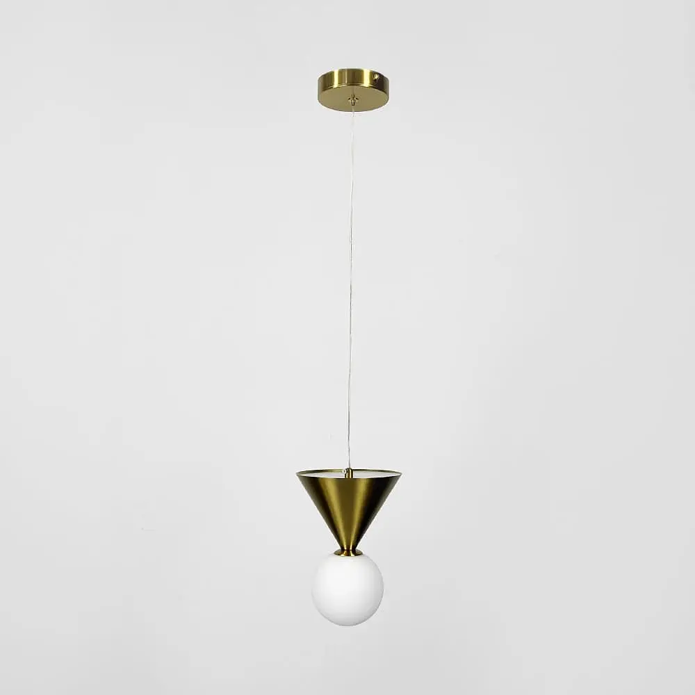 Латунний підвісний світильник із конусним дизайном та білим плафоном | Line F | Арт. MJ350/1 AB - фото 2