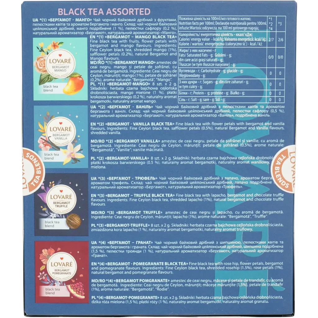 Набір чай чорний Lovare Bergamot Assorted 64 г (32 шт. х 2 г) (881158) - фото 3