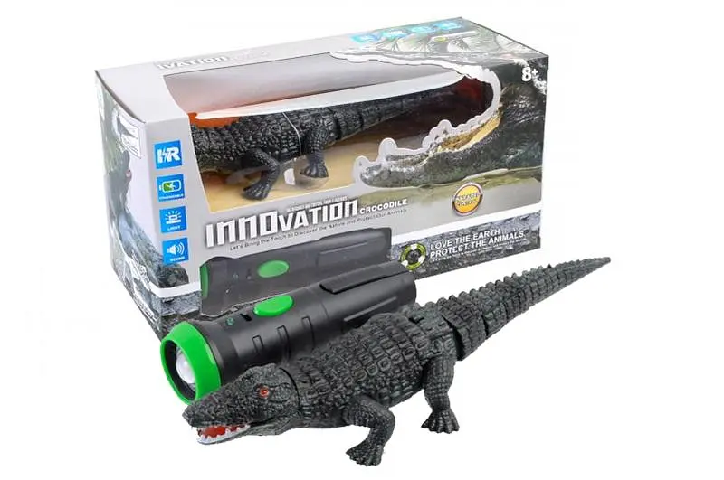 Інтерактивна іграшка Крокодил на радіокеруванні світлом ліхтарика Innovation Crocodile 9985 у коробці р.27,2х10,5х14,3см