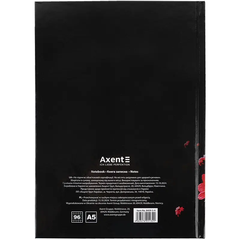 Книга записна Axent Red fleur А5 в клітинку 96 аркушів (8459-3-A) - фото 4