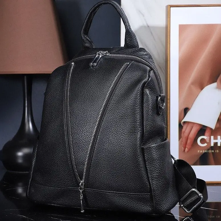 Рюкзак жіночий чорний шкіряний з ременем 35538 Tiding Bag - фото 7