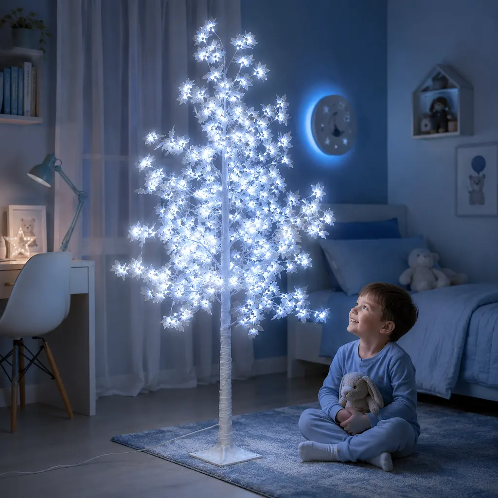 Декоративне дерево-світильник 1.8 м, 120 LED Холодний білий / Світильник-дерево з квітами / Декоративне світлодіодне дерево - фото 3