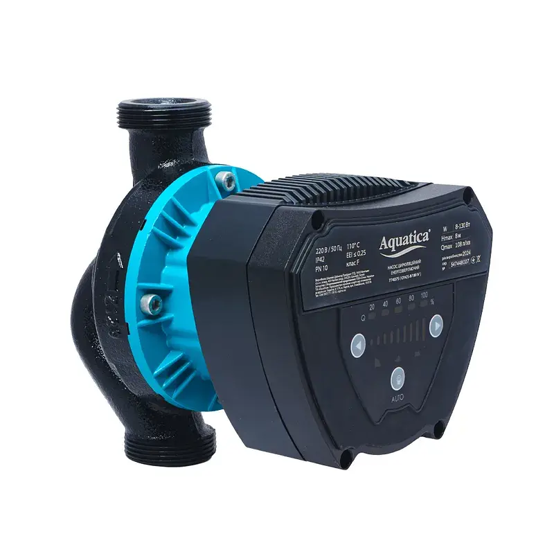 Насос циркуляційний енергозберігаючий 8-130Вт Hmax 8м Qmax 108л/хв Ø1½" 180мм + гайки Ø1" AQUATICA GPA25-8/180 IV (774075) - фото 3