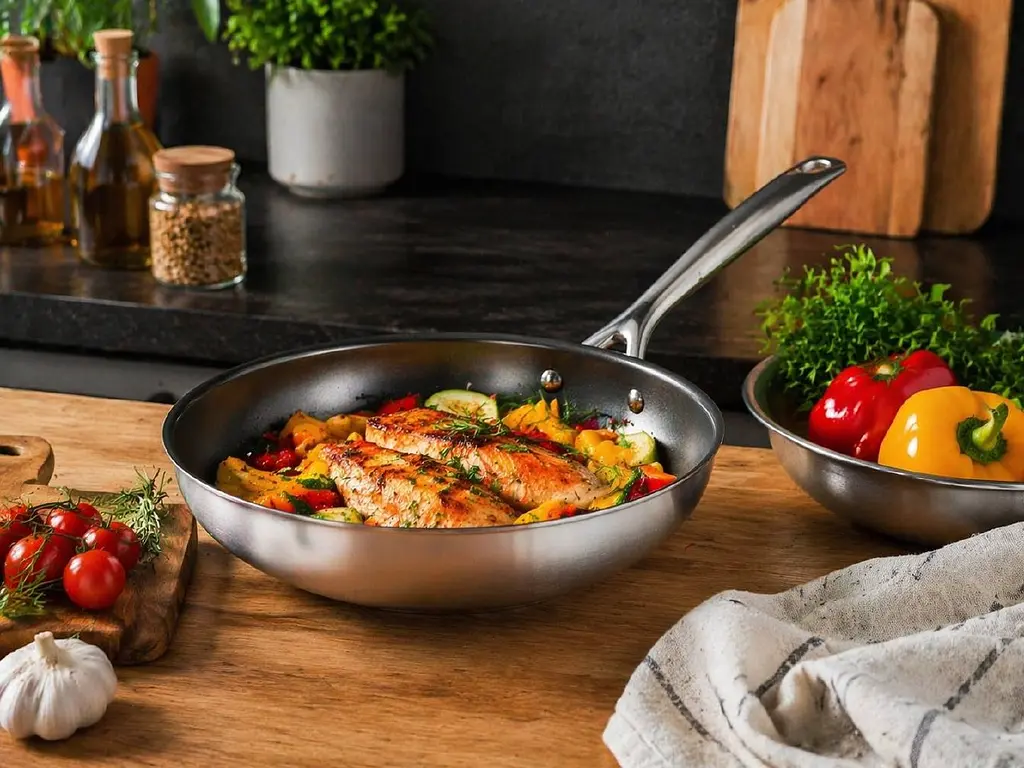 Комплект FISKARS: Набір ножів в деревяному блоці Kitchen Devil + Сковорода Steel 28 см - фото 6