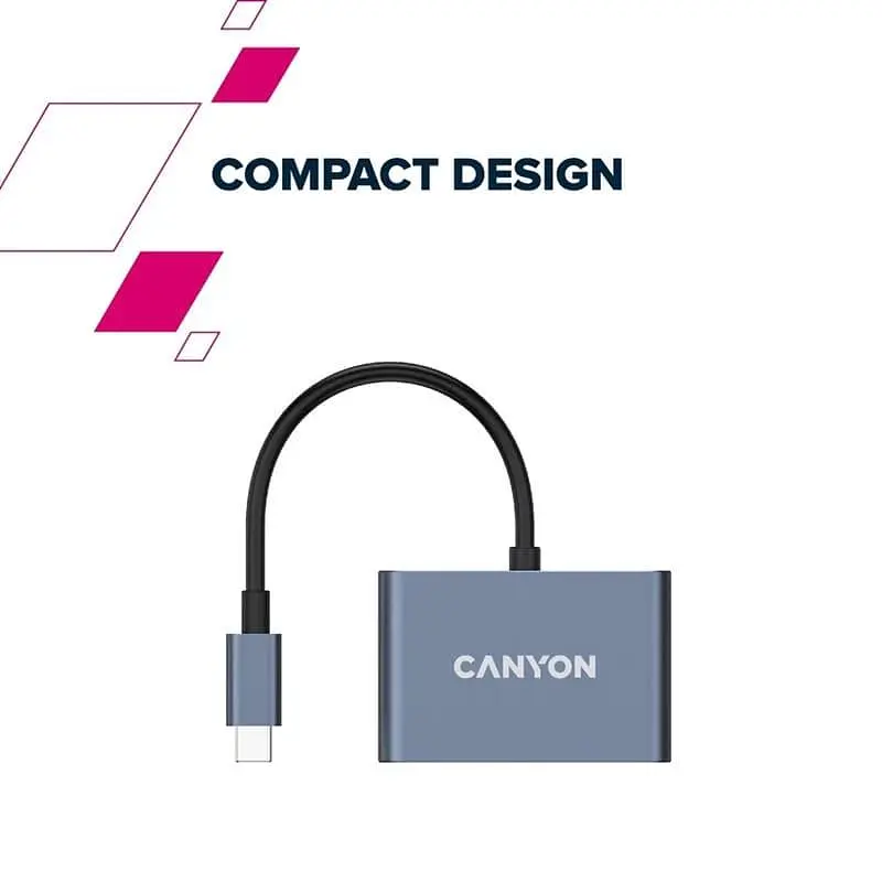 USB-хаб Canyon USB-хаб hub DS-4 3in1 USB-C Grey (CNS-TDS4) - фото 4