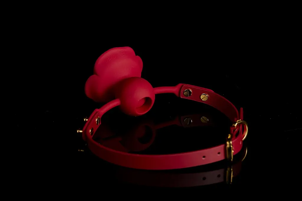 Кляп у формі троянди Zalo Upko Rose Ball Gag Red Straps (червоний) - фото 2