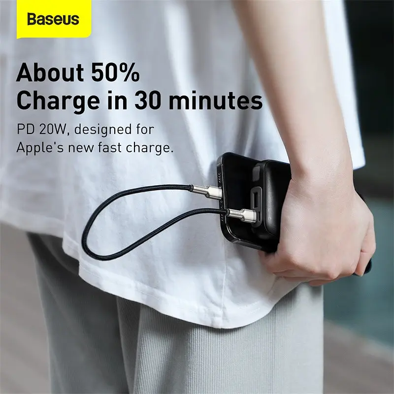 Кабель Baseus Type-C to Lightning Cafule Series Metal Data Cable 0.25 м 20W PD (CATLJK-01) - фото 3