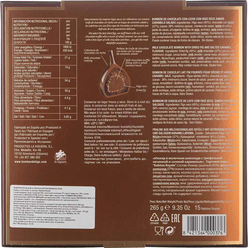 Конфеты Rabitos Royale инжир в молочном шоколаде с соленой карамелью 265 г - фото 5