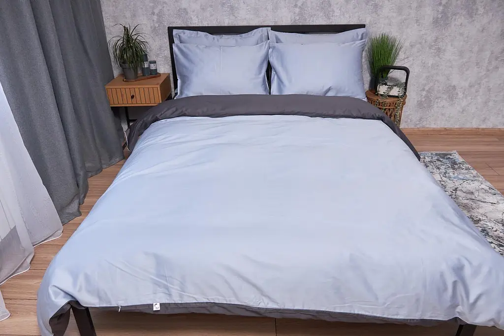 Комплект постельного белья Moon&Star Satin Premium Skyline Gray евро 200х220 см наволочки 4х50х70 см - фото 2
