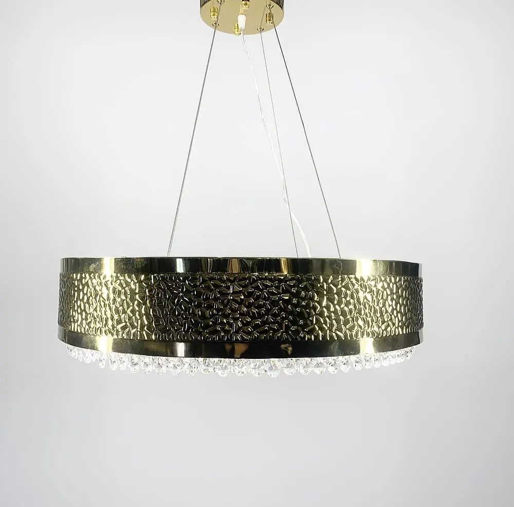 Невероятная дизайнерская люстра в золотом каркасе с хрусталиками Ø 80 см | Ст. D 7300-800 GD Line F - фото 6