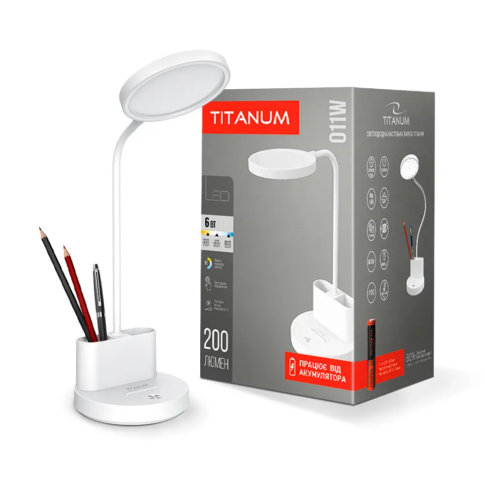 LED лампа настiльна з акумулятором TITANUM TLTF-011W 6W 2700-6000K TITANUM (27413-000)