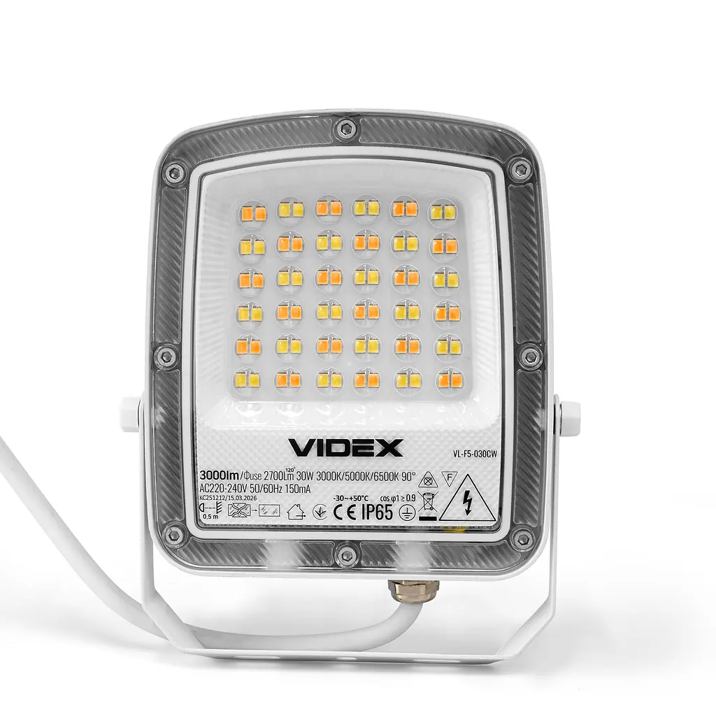 LED прожектор Videx F5, 30W 3000-5000-6500K 230V White (VL-F5-030CW) (29253-000) - фото 2
