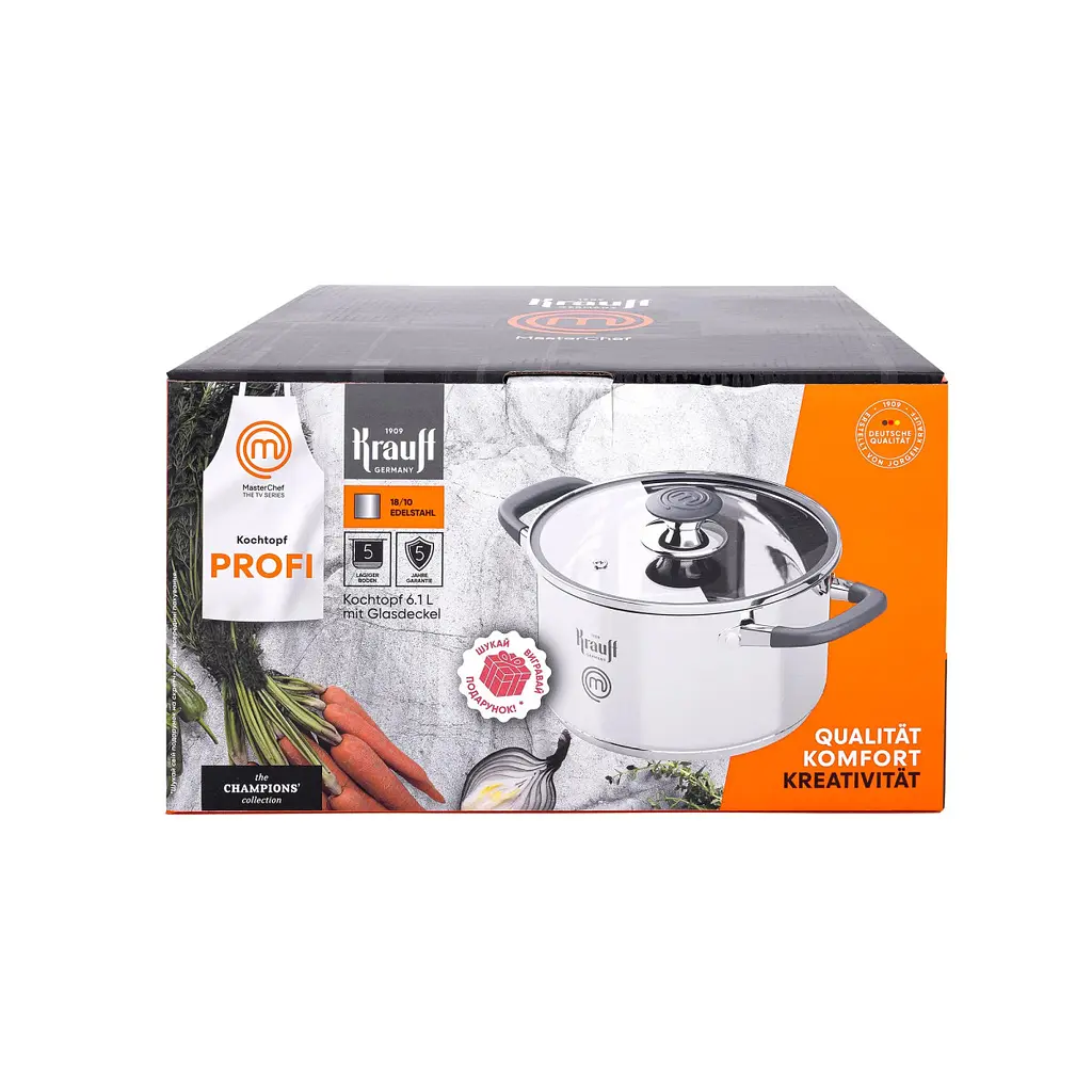Каструля з кришкою Krauff MasterChef 26-238-088 24 см 6.1 л срібляста - фото 10