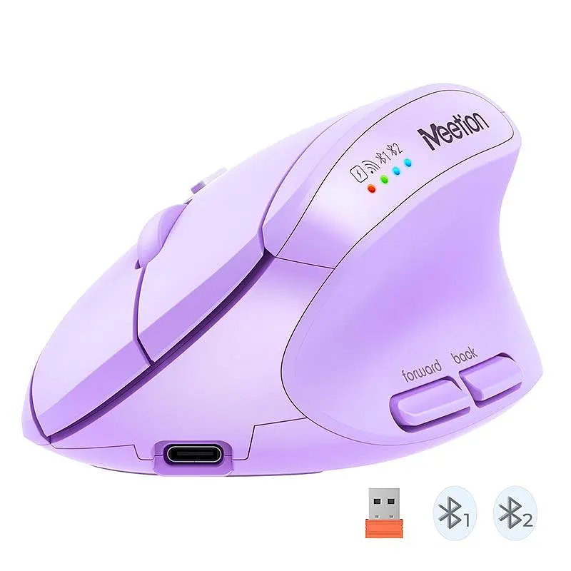 Мышь MEETION 2.4 G+Bluetooth Office Vertical Mouse BTM008 |800-1200-1600-2400dpi, 400h, Type-C - фото 2