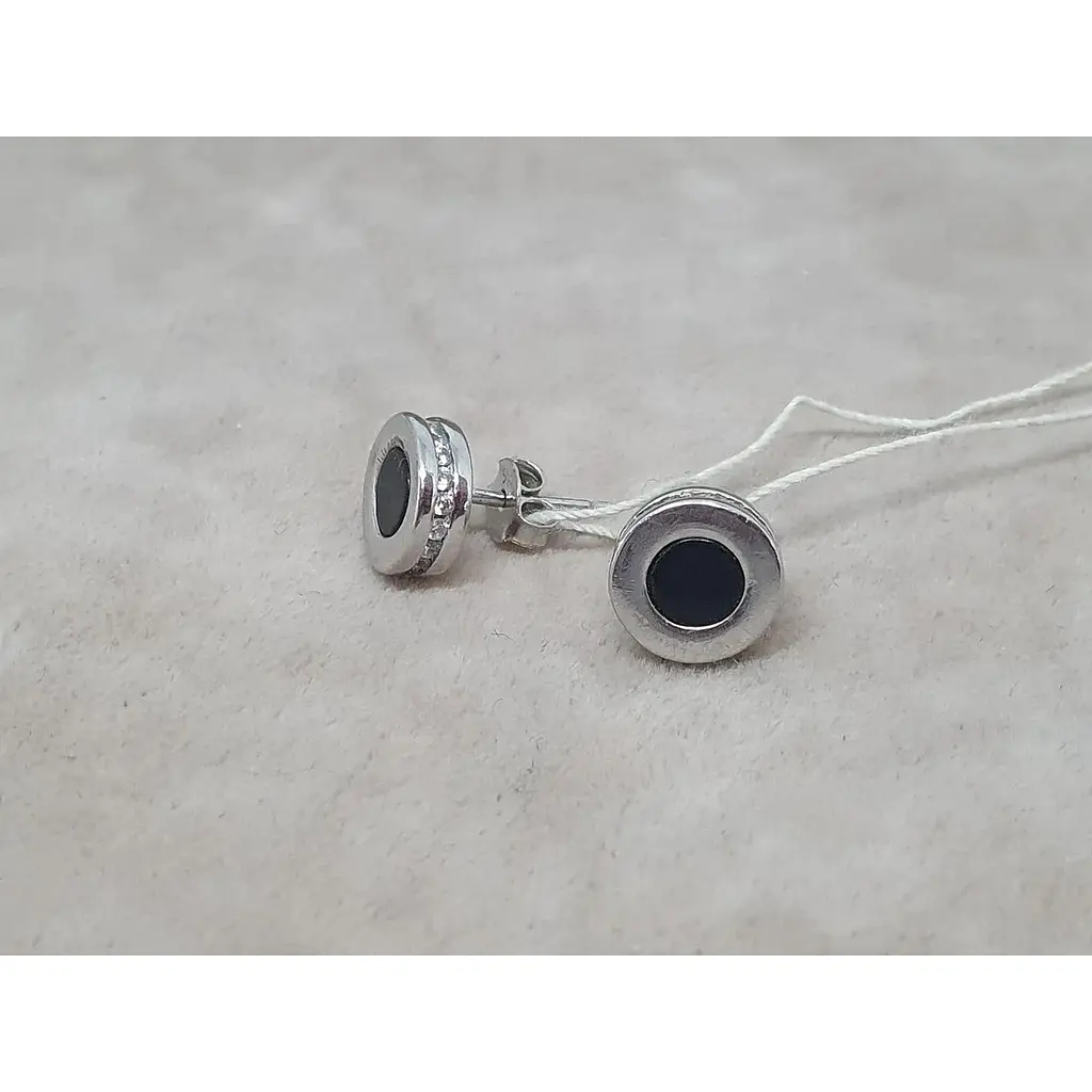 Срібні пуссети Silvex 925 з оніксом і фіанітами. СК2ОФ/1109 - фото 3